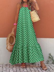 Sukienki swobodne letnie kobiety luźne długie plażę vintage paski w paski patchwork patchwork sukienka żeńska elegancka rękawów fd
