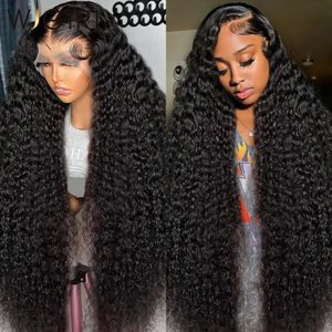 30-40 дюймов, глубокие волны, прозрачные 13x6, парики из натуральных волос на кружеве спереди, 250%, бразильские вьющиеся волосы, 13x4, фронтальный парик для женщин