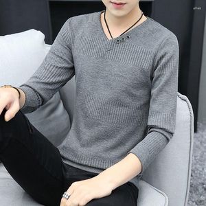 Herrtröjor Solid Color Cashmere Knitwear Sweater V-Neck Pullovers Knit Autumn and Winter Long Sleeve Jumpers Tops A154