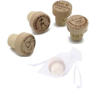 Andra evenemangsfestleveranser 10/24/50/60/70/100st Personlig graverad träkno korkpropp Cork Bottle Stopper Custom Wine Stopper Wedding Favors 230804