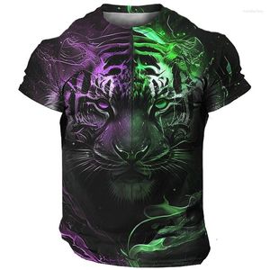 Men's T Shirts Tiger Print T-shirt High Quality 3D Animal Harajuku Street Clothing Fashion Casual O-Neck Short Sleeve Oversized Top