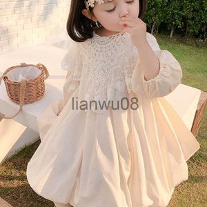 Flickans klänningar Spring Autumn Girls Dress Lace Collar Löstagbar Fairy Long Sleeve Princess Dress Baby Barnkläder Barnkläder X0806