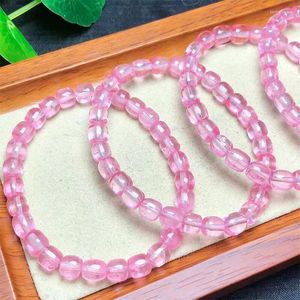 Strand Natural Pink Topaz Bucket Bracelet Handmade Crystal Quartz Jewelry Stretch Fashion Bangle Children Birthday Gift 1pcs 6MM
