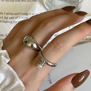 Cluster Rings Original 925 Sterling Silver Pearl Tassel For Women Counple Wedding Engagement Women's Vintage Ring Fine Jewelry