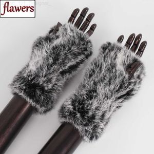 Grace GM Fingerless Hot Sale Lady Natural Sticked Warm Real Mittens Russian Women Winter äkta kaninpälshandskar L230804 DBG B B