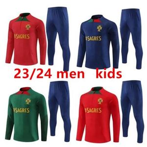 23 24 Portugal Kids Tracksuit Joao Felix Soccer Jerseys Training Suit Ruben Neves Bruno Ronaldo Fernandes Portugieser 23 Portugisiska vuxna träningsdräkter Set män