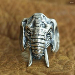 Cluster Rings LINSION 925 Sterling Silver High Details Anel Elephant Mens Biker Punk TA120 US Size 7-15