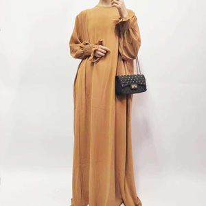 Lanfang Clothing Womens Middle East Turkey Arabian Pure Color Long Dress
