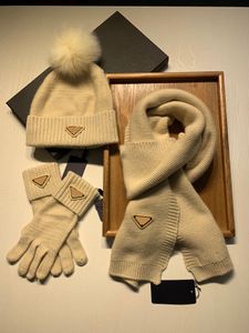 デザインプレミアムウォームハットスカーフセット帽子男性と女性冬2ピースデザイナーハットスカーフウールハワイアンスカーフハットグローブセットボックス