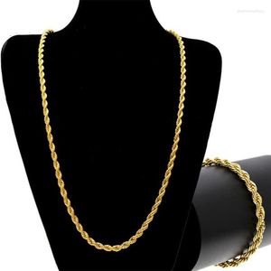 Necklace Earrings Set Twist Chain Jewelry Twisted Rope Chian Bracelet Plated Gold For Men Women Wholesale