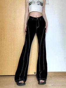 Jeans da donna Sexy Street Dark Fashion Open Line Split Vita bassa Casual Women Spicy Girls Fried Versatile Workwear Flare Pants
