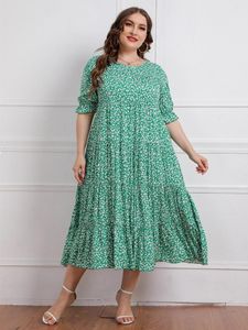 Plus Size Dresses Floral Print Half Sleeve Maxi Long For Women