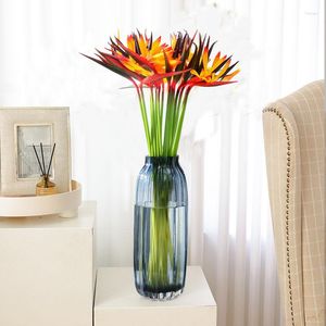 Flores decorativas 1/2 peças artificial ave do paraíso falso buquê de plantas para decoração de mesa em casa flores permanentes no escritório