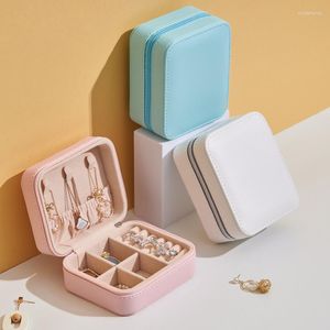 Jewelry Pouches Travel Portable Storage Box PU Leather Jewelers Packaging Display Woman Necklace Earrings Ring Organize Case