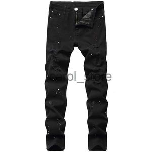 Jeans Masculino Jeans Jeans Design Moda Laca Pé Calças Casuais Stretch Ajuste Regular Preto Jeans Longos Jeans Masculino Novo Quatro Estações Plus Size J230806