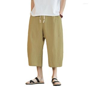 Men's Pants Douhoow Linen Capri Summer Comfy Baggy Harem Casual Drawstring Yoga Male Beach Capris Wholesale