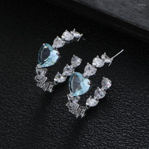 Hoop Earrings Luxury Geometry Western Heart Zircon For Women Wedding Cubic CZ Dubai Bridal Earring Large Circle E1170