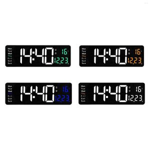 Wall Clocks Electronic Digital Clock Time Date Temperature Week Display Brightness Adjustment LED For Dining Room Decorations