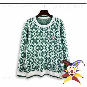 Kazablanka Yeşil Jakard Sweater Erkek Kadınlar Büyük Boy 1 1 En Kalite Sweatshirt T230806