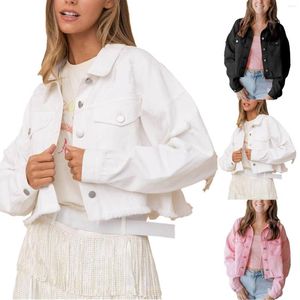 Kurtki damskie dżinsowe kurtkę z grzywką i futrzaną krawędzią długą polarową celd womek dla kobiet klasyka kobiet
