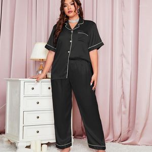 Pijamas femininos de verão de seda como pijama de manga curta fina conjunto de duas peças tamanho grande solto moda casual homewear