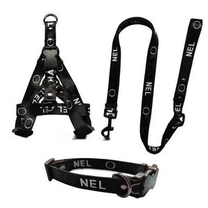 And Designer Dog Collars Leash Set Step In Dog Harness For Small Medium Large Dogs Adjustable Heavy Duty Halter Harnesses With Classic Jacquard Letter Pattern XL