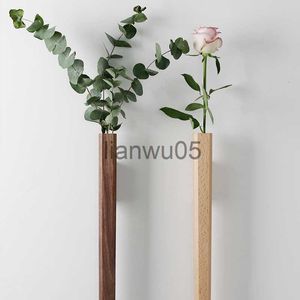 VASES NORDIC MINIMALISM SOLID WOOD WALL VASE HYDROPONIC FLOWER PLINT POT BOTTLE CHISHNES TRADICIAINY VASES HOME WALL DECORATION X0806