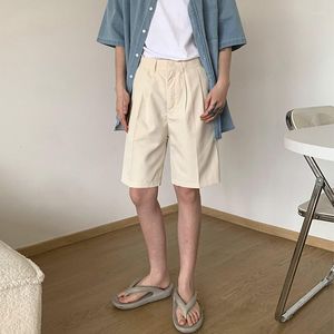 Herr shorts sommardräkt män smal fit mode social klänning koreansk casual khaki svart mens kontor formell m-2xl