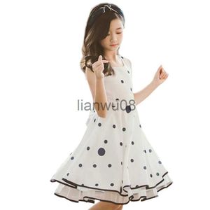 Abiti da ragazza Abito per ragazze Fashion Dot Party Dress Ragazze senza maniche in pizzo Abiti per bambini Estate Elegante Kids Tutu Dress For Girls 6 8 10 12 14 x0806