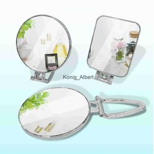 Compact Mirrors Double Sided Hand Held Mirror -Travel Makeup Mirror with Adjustable Folding Handle Portable Gold/Silver/Pink Round/Oval/Square x0803