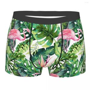 Cuecas Masculinas Flamingo Tropical Cuecas Jungle Engraçadas Cuecas Boxer Shorts Calcinhas Masculinas Respiráveis Tamanho Grande