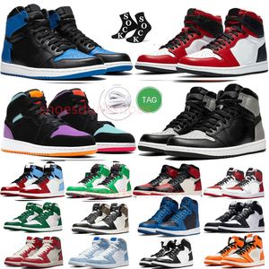 Designer Jumpman 1 1S Scarpe da basket Uomo Scarpe da ginnastica OG UNC Lost Found True University Blue Hyper Royal Panda scuro Mocha allevato ombra Smoke Grey Marrone Sport