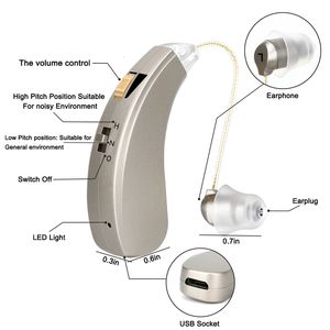 Fornitura per la cura dell'orecchio Apparecchio acustico ricaricabile Audifonos Mini Amplificatore audio Apparecchi auricolari wireless per anziani Caduta da moderata a grave 230804