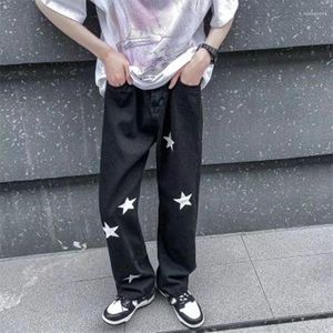 Men's Jeans Y2K Man Pants Star Printed Men Loose Casual Black Denim Trousers 2023 Autumn High Street Straight Hip-Hop Male Clothes