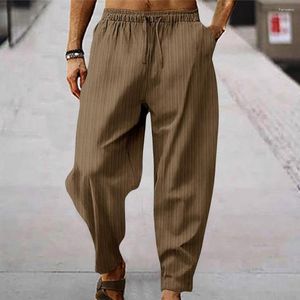 Мужские брюки прибывают хлопок харлан. Случайные шнурки CAPRIS Легкие свободные пляжные брюки для брюки йоги карманы карманы