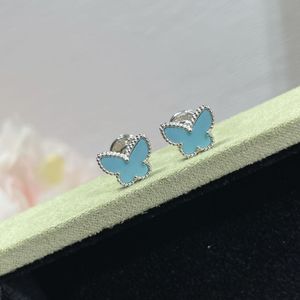 top quality dupe brand natural Turquoise mini butterfly stud earrings for women
