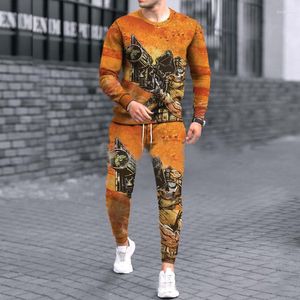 Felpe con cappuccio da uomo Autunno Uomo Manica lunga Girocollo Felpa da jogging Pullover e pantalone Tuta streetwear