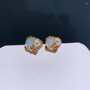 Stud Earrings 2023 Crystals Semi Precious Stone Jade Handmade Pearl Beaded Luxury Designer Jewelry