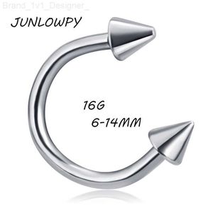 Носовые кольца шпильки Junlowpy Septo Piercing Hoop Nose Ring Pcs Смешайте 6-14 мм из нержавеющей стали, пирсинг ювелирные украшения подкова, носовое кольцо трагуса L230806