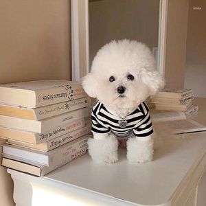 Dog Apparel Summer Clothes Classic Versatile Striped Pet T-Shirt Cats Puppy Bichon Teddy Breathable Comfortable Small