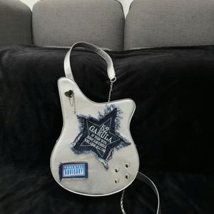 Torby wieczorowe kobiety srebrna gitara plecak zwykły design y2k crossbody torba mody dziewczęta dżinsowa gwiazda plecak