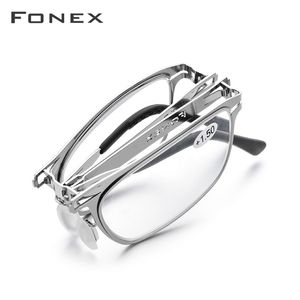 Okuma Gözlükleri Fonex Yüksek kaliteli katlanır okuma gözlükleri erkekler kadın katlanabilir presbiyopi okuyucu hipermetropu diopter gözlükler vidasız LH012 230804