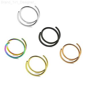 Nose Rings Studs 20G Double Nose Lip Ring Single Piercing Double Hoop Single Piercing Loop Spiral Body Jewlery for Women Men wholesales mix color L230806