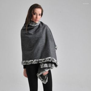 Scarves Winter Warm Wrap Real Fur High-end Atmosphere Collar Cashmere Coat Wool Scarf Vintage Pashmina Poncho