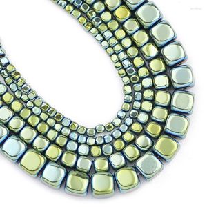 Pärlor 2/3/4/6mm Gröntare kub Hematit Naturalstenavstånd charmar löst för smycken som tillverkar DIY -armbandhänge tillbehör