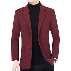 Herrdräkter Mensrockar Designer Luxury Spring and Autumn Middle-Age Suit Business Casual Dad's Single Jacket Croped Blazer