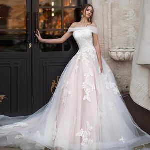 A linha de renda casamento feminino fora do ombro vestido de noiva sem costas vestidos elegantes para mujer 2023 roupa luxuosa 328 328