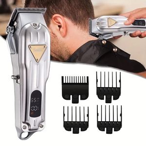 Máquina de cortar cabelo elétrica profissional para homem, aparador de cabelo, conjunto de máquina de cortar cabelo, aparador de barba, kit de corte de cabelo sem fio, com display LED USB recarregável