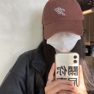 Ball Caps 2023 Peaked Cap Brown Casual Face-Looking Small Wide Brim Men And Women Korean Style Soft Top Baseball Hat Fashion
