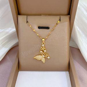 Utsökt modefjärilhalsband Luxury Charm Butterfly Micro-Set Zircon Gold Butterfly Pendant Jewelry Accessories